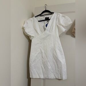 DO+BE White Puff Sleeve Mini Dress